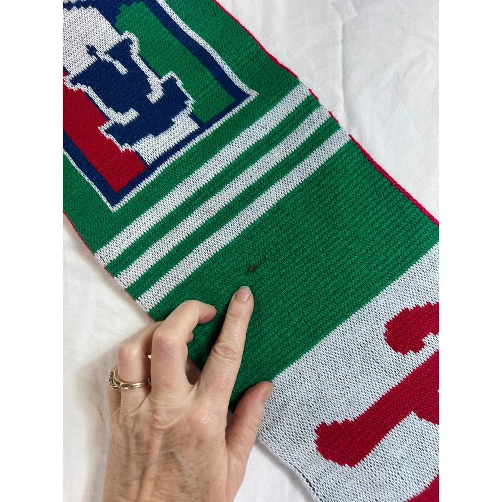Philadelphia Phillies Scarf Success Promotion Red Green Liberty Bell Knit Fringe